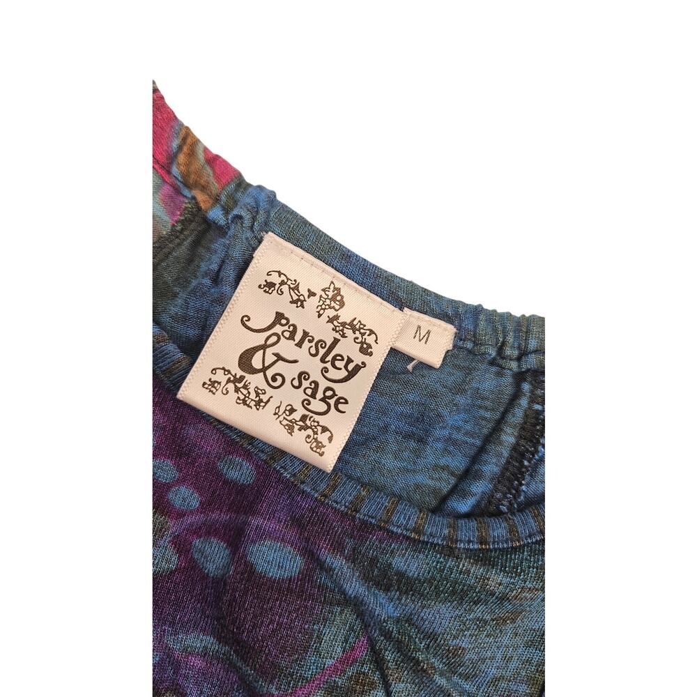 Parsley & sage boho patchwork sleevless summer dress sz M tie-dye EUC comfort - Picture 4 of 7
